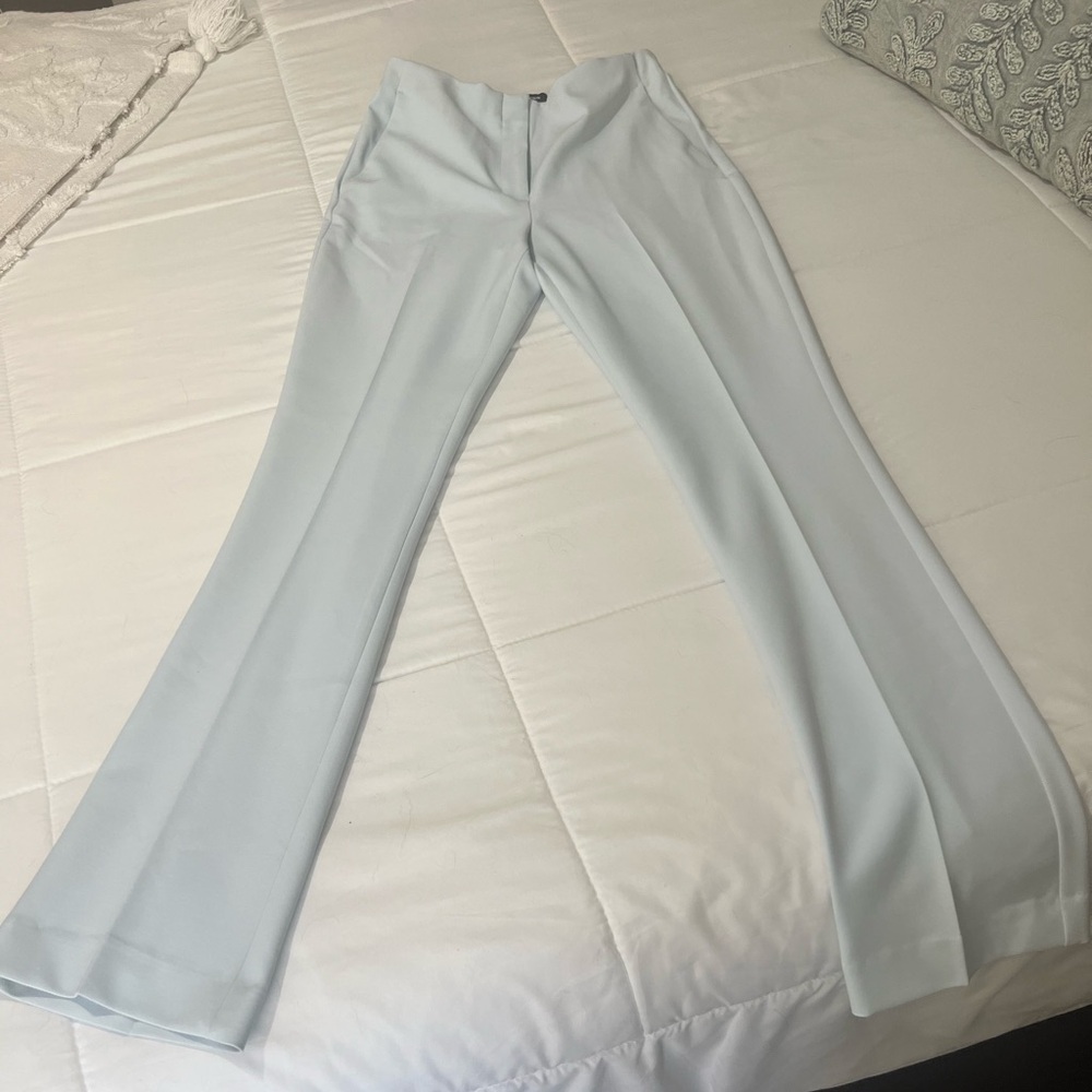 Express Women's supersoft twill boot high rise pants in light blue